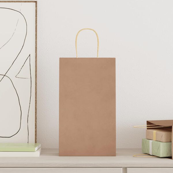 vidaXL Pap&iacute;rov&eacute; ta&scaron;ky 50 ks s uchy hněd&eacute; 21x11x36 cm