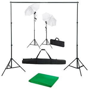 vidaXL Foto studio set s fotopozad&iacute;m, osvětlen&iacute;m a de&scaron;tn&iacute;ky