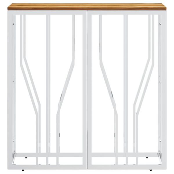 vidaXL Konzolový stůl stříbrný nerezová ocel a masivní akáciové dřevo