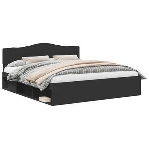 vidaXL R&aacute;m postele s čelo Čern&aacute; 200 x 200 cm Masivn&iacute; borov&eacute; dřevo