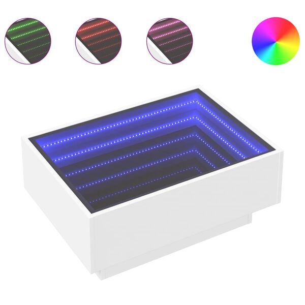 vidaXL Konferenčn&iacute; stolek s LED b&iacute;l&yacute; 70 x 50 x 30 cm kompozitn&iacute; dřevo