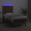 vidaXL Box spring postel s matrac&iacute; a LED hněd&aacute; 80 x 200 cm uměl&aacute; kůže