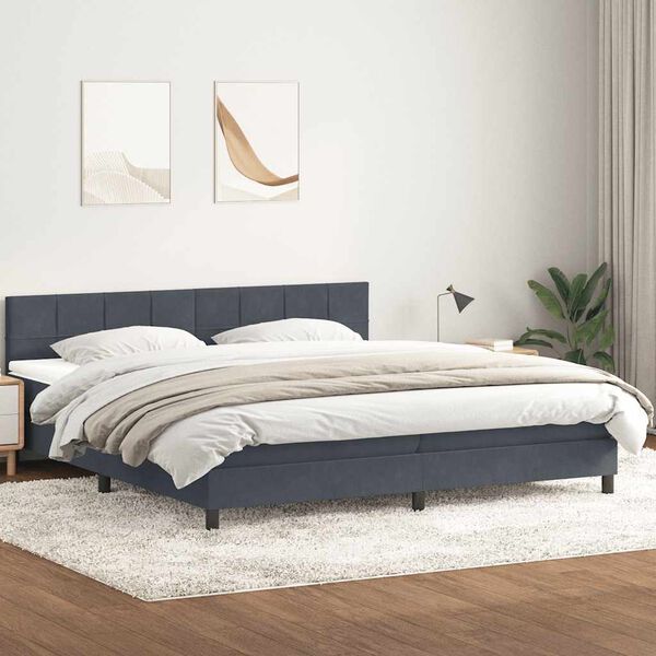 vidaXL Box spring postel s matrac&iacute; tmavě &scaron;ed&aacute; 180x220 cm samet