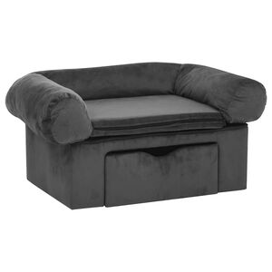 vidaXL Pohovka pro psy se z&aacute;suvkou tmavě &scaron;ed&aacute; 75 x 50 x 38 cm ply&scaron;