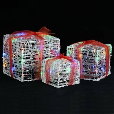 vidaXL Dekorativní akrylové vánoční dárky 3 ks barevné