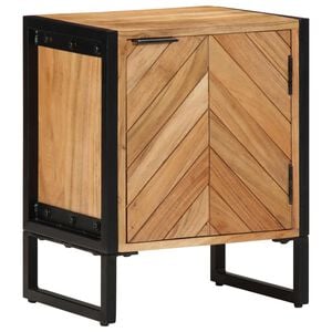 vidaXL Nočn&iacute; stolek Hněd&aacute; 40 x 30 x 50 cm Masivn&iacute; ak&aacute;ciov&eacute; dřevo a kov