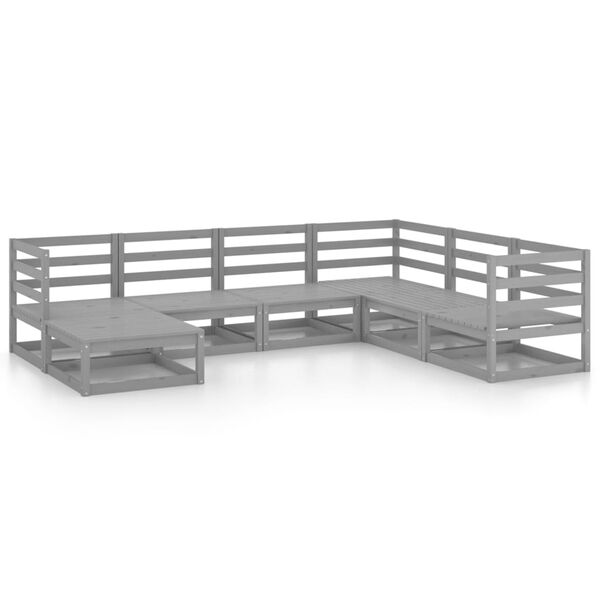 vidaXL 7dílná zahradní sedací souprava šedá masivní borovice