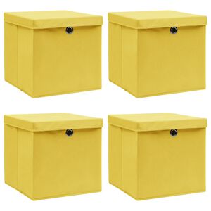 vidaXL &Uacute;ložn&eacute; boxy s v&iacute;ky 4 ks žlut&eacute; 32 x 32 x 32 cm textil