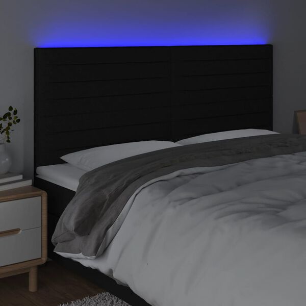 vidaXL Čelo postele s LED čern&eacute; 160x5x118/128 cm textil