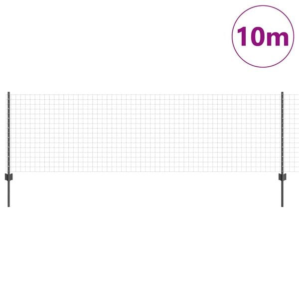vidaXL Plot s sloupkem &Scaron;ed&aacute; 0,8 x 10 m Ocel a PVC
