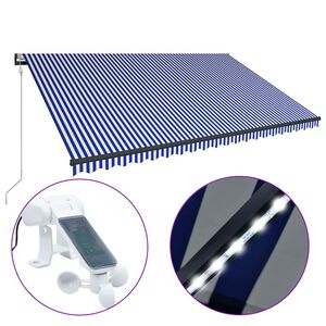 vidaXL Mark&yacute;za se senzorem větru a LED světlem 500 x 300 cm modrob&iacute;l&aacute;