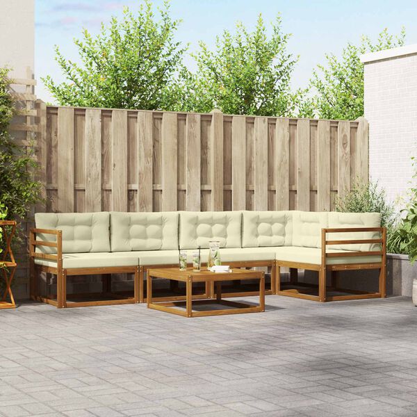 vidaXL Venkovn&iacute; pohovkov&aacute; souprava 6 pcs Přirozen&aacute; a Kr&eacute;mov&aacute;