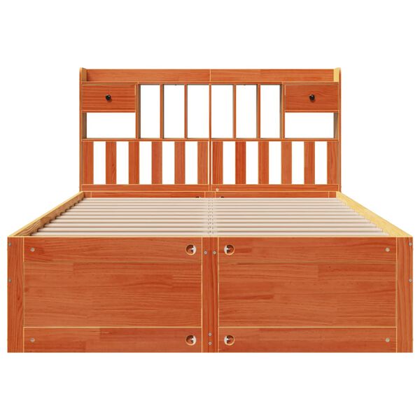 vidaXL Postel s knihovnou bez matrace 140 x 190 cm masivn&iacute; borovice