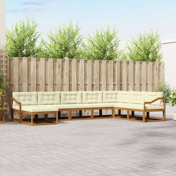 vidaXL Venkovn&iacute; pohovkov&aacute; souprava 8 pcs Přirozen&aacute; a Kr&eacute;mov&aacute;