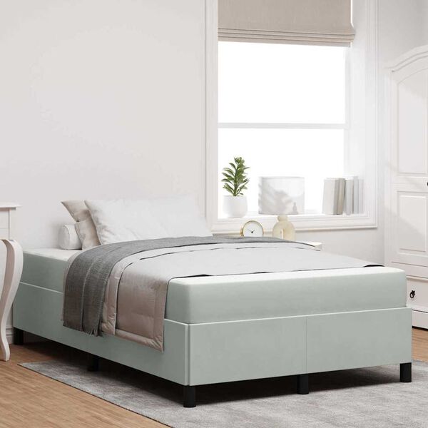 vidaXL R&aacute;m postele s matrac&iacute; Světle &scaron;ed&aacute; 120 x 200 cm textil