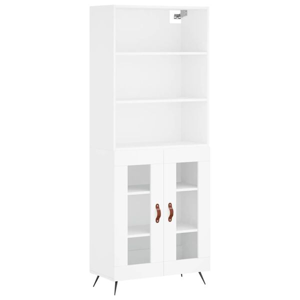 vidaXL Skř&iacute;ň highboard b&iacute;l&aacute; 69,5 x 34 x 180 cm kompozitn&iacute; dřevo