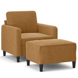 vidaXL Křeslo s podnožkou hněd&eacute; 60 cm samet