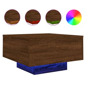 vidaXL Konferenčn&iacute; stolek s LED osvětlen&iacute;m hněd&yacute; dub 55 x 55 x 31 cm