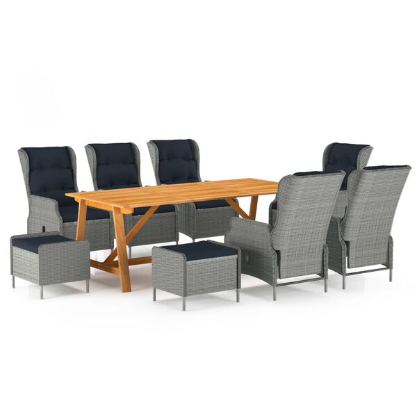 vidaXL 9d&iacute;ln&yacute; zahradn&iacute; j&iacute;deln&iacute; set světle &scaron;ed&yacute;