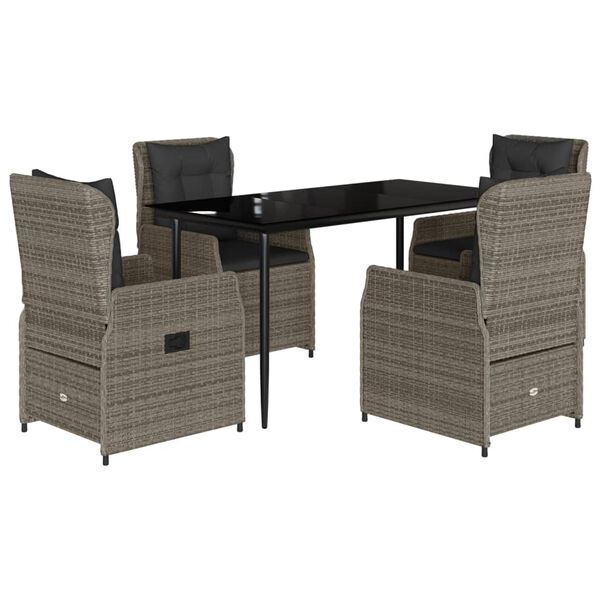 vidaXL 5d&iacute;ln&yacute; zahradn&iacute; j&iacute;deln&iacute; set s podu&scaron;kami &scaron;ed&yacute; polyratan