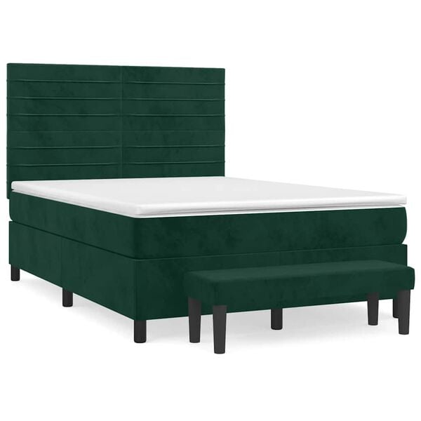 vidaXL Box spring postel s matrac&iacute; tmavě zelen&aacute; 140x200 cm samet