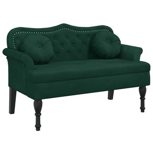 vidaXL Lavice s pol&scaron;t&aacute;ři tmavě zelen&aacute; 120,5 x 65 x 75 cm sametov&aacute;