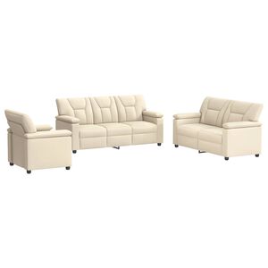 vidaXL Set pohovek 3 pcs Kr&eacute;mov&aacute; Uměl&aacute; kůže