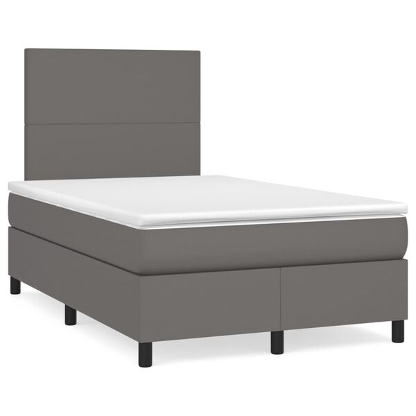 vidaXL Box spring postel s matrac&iacute; &scaron;ed&aacute; 120x190 cm uměl&aacute; kůže