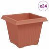 vidaXL Čtvercov&yacute; květin&aacute;č 24 pcs Cihlově červen&aacute; 20 x 20 x 16 cm Plast