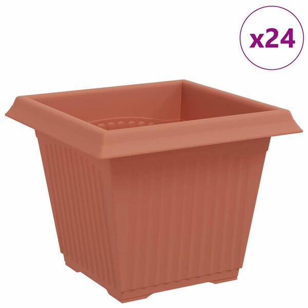 vidaXL Čtvercov&yacute; květin&aacute;č 24 pcs Cihlově červen&aacute; 20 x 20 x 16 cm Plast