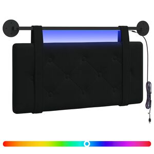 vidaXL Z&aacute;věsn&eacute; čelo postele S LED osvětlen&iacute;m Čern&aacute; samet
