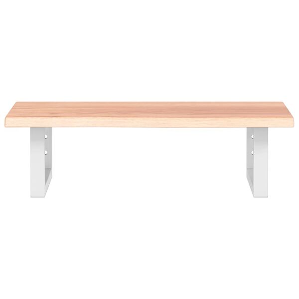 vidaXL Deska pod umyvadlo n&aacute;stěnn&aacute; ocel a masivn&iacute; dubov&eacute; dřevo