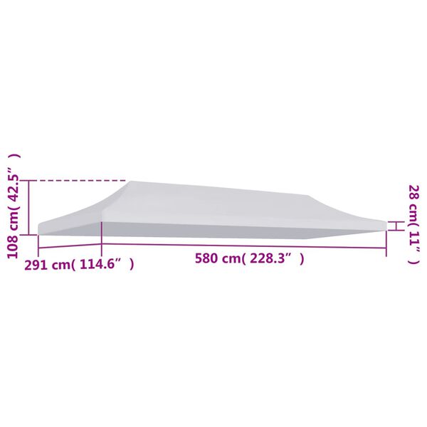 vidaXL Střecha k party stanu 3 x 6 m b&iacute;l&aacute;