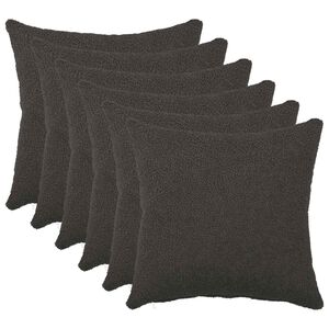 vidaXL Povlak na pol&scaron;t&aacute;ř 6 pcs HEERLEN Tmavě &scaron;ed&aacute; 30 x 30 cm Boucl&eacute;