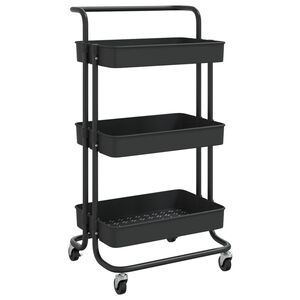 vidaXL Kuchyňsk&yacute; voz&iacute;k se 3 patry čern&yacute; 42x35x85 cm železo a ABS