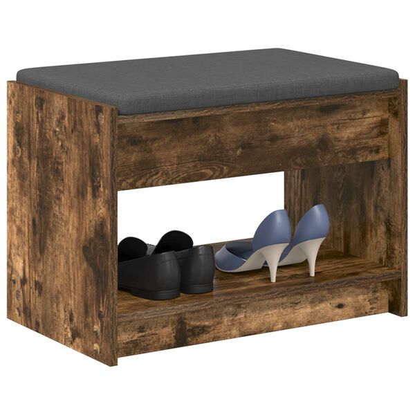 vidaXL Chodbičkov&aacute; lavice s pol&scaron;t&aacute;řem Uzen&yacute; Dub 63 x 38 x 45 cm