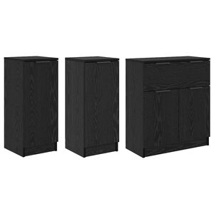 vidaXL Serv&iacute;rovac&iacute; skř&iacute;ň se z&aacute;suvkou 3 pcs Čern&yacute; dub kompozitn&iacute; dřevo