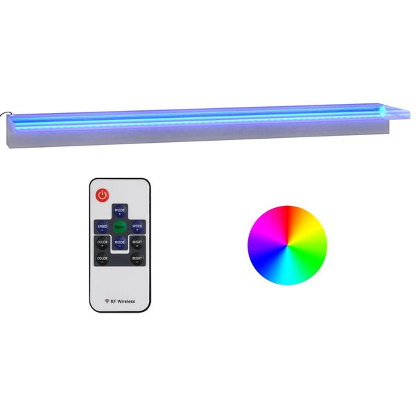 vidaXL Přelivov&yacute; vodop&aacute;d s RGB LED osvětlen&iacute;m nerezov&aacute; ocel 108 cm