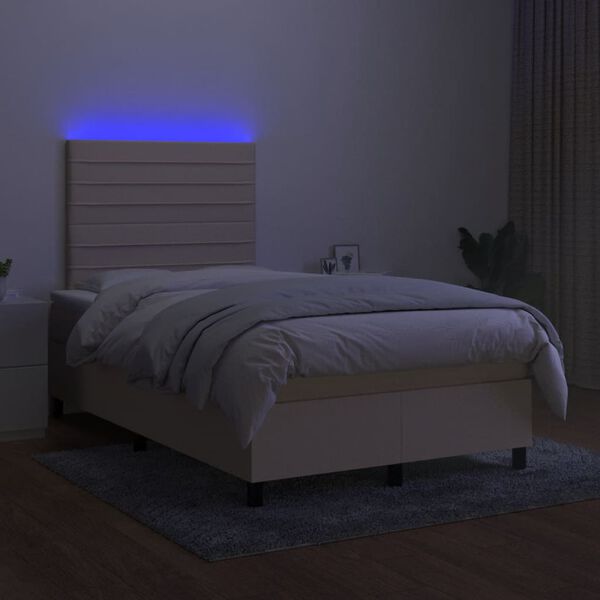 vidaXL Box spring postel s matrac&iacute; a LED kr&eacute;mov&aacute; 120x190 cm textil