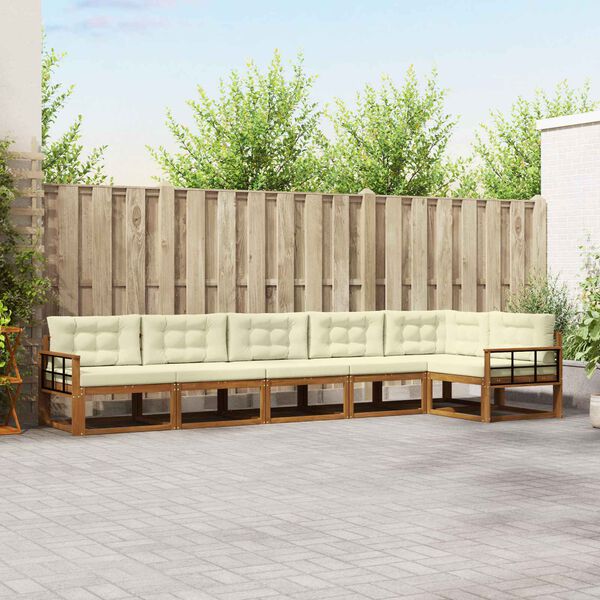 vidaXL Venkovn&iacute; pohovkov&aacute; souprava 6 pcs Přirozen&aacute; a Kr&eacute;mov&aacute;