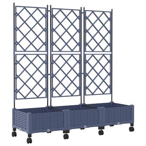vidaXL Zahradn&iacute; truhl&iacute;k s trel&aacute;ž&iacute; a koly 3 ks &Scaron;ed&aacute; 120 x 40 x 131,5 cm
