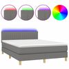 vidaXL Box spring postel s matrac&iacute; a LED tmavě &scaron;ed&aacute; 140x190 cm textil