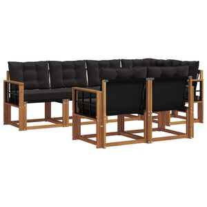 vidaXL Venkovn&iacute; pohovkov&aacute; souprava s pol&scaron;t&aacute;řem 7 pcs Přirozen&aacute; a čern&aacute;