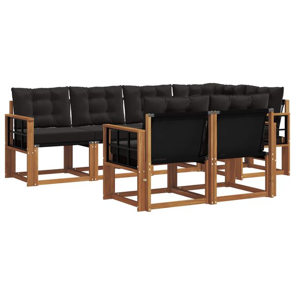 vidaXL Venkovn&iacute; pohovkov&aacute; souprava s pol&scaron;t&aacute;řem 7 pcs Přirozen&aacute; a čern&aacute;