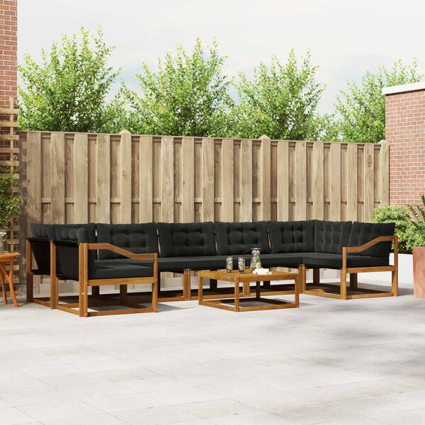 vidaXL Venkovn&iacute; pohovkov&aacute; souprava s pol&scaron;t&aacute;řem 8 pcs Přirozen&aacute; a čern&aacute;