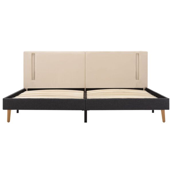 vidaXL R&aacute;m postele s LED světlem kr&eacute;mov&yacute; a tmavě &scaron;ed&yacute; textil 180x200cm