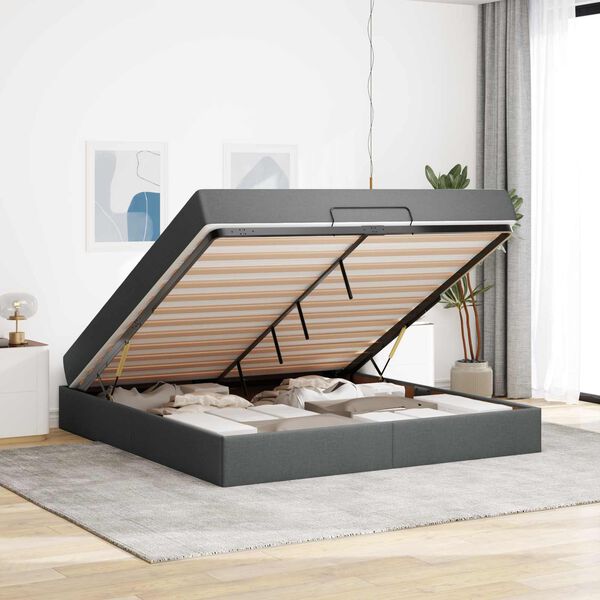 vidaXL R&aacute;m postele s matrac&iacute; s matrac&iacute; 2 pcs Tmavě &Scaron;ed&aacute; textil