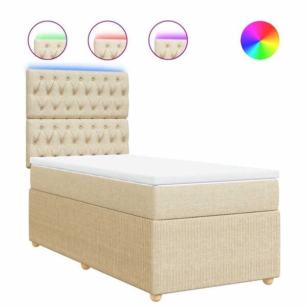 vidaXL Box spring postel s matrac&iacute; kr&eacute;mov&aacute; 80 x 200 cm textil