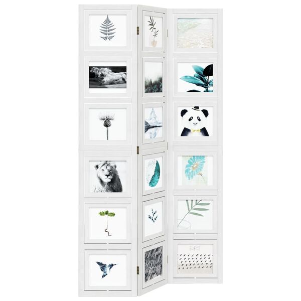 vidaXL Parav&aacute;n 3d&iacute;ln&yacute; b&iacute;l&yacute; masivn&iacute; dřevo pavlovnie