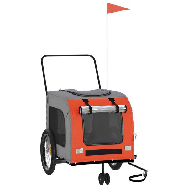 vidaXL Voz&iacute;k za kolo pro psa oranžov&yacute; a &scaron;ed&yacute; oxfordsk&aacute; tkanina/železo